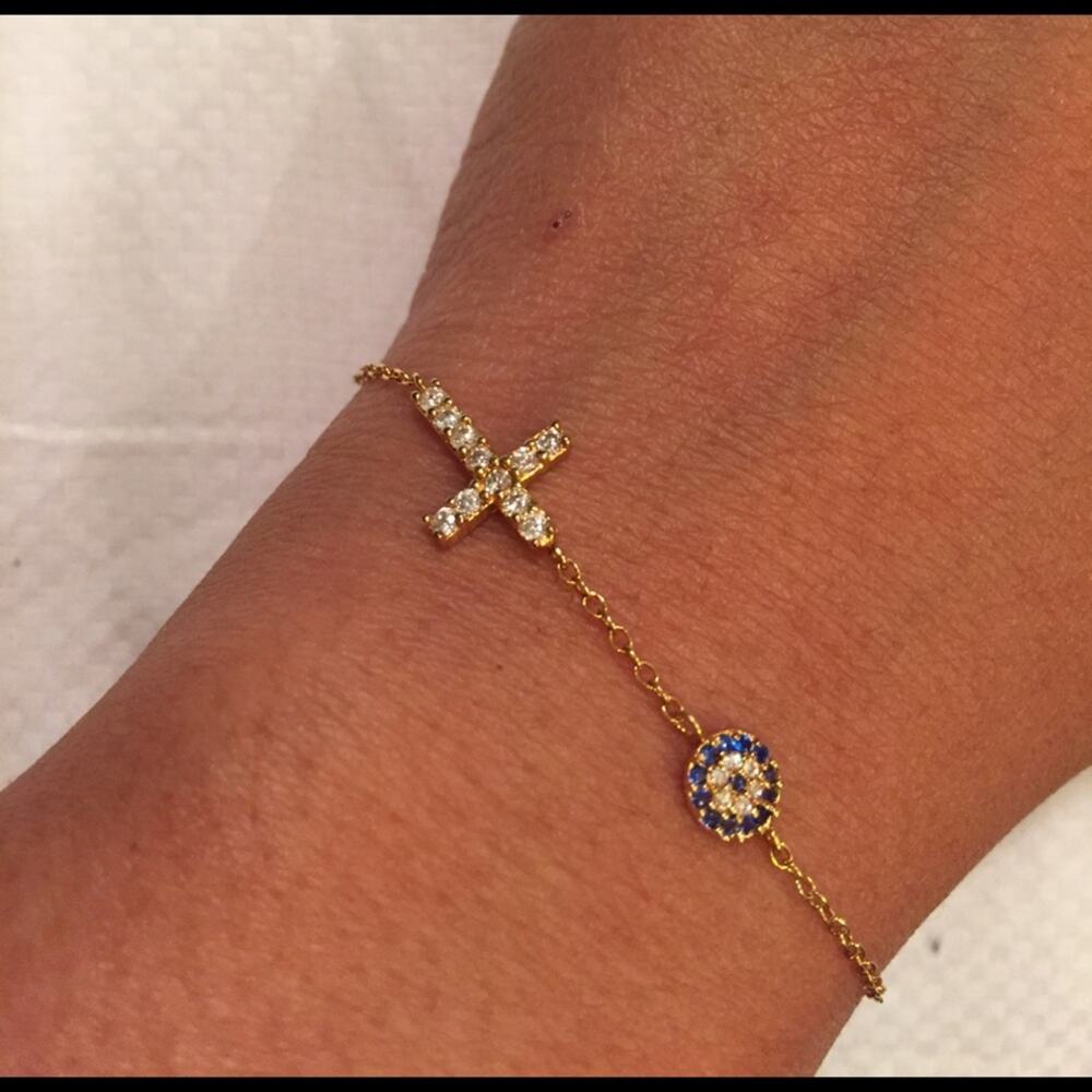 Dainty Cross Bracelet - Picture 2 of 4
